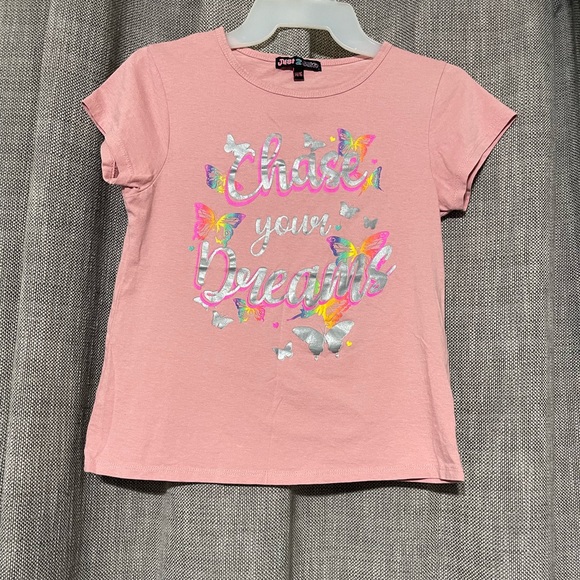 Just 2 Cute Girls Pink Iridescent Butterfly Tee - Picture 1 of 2